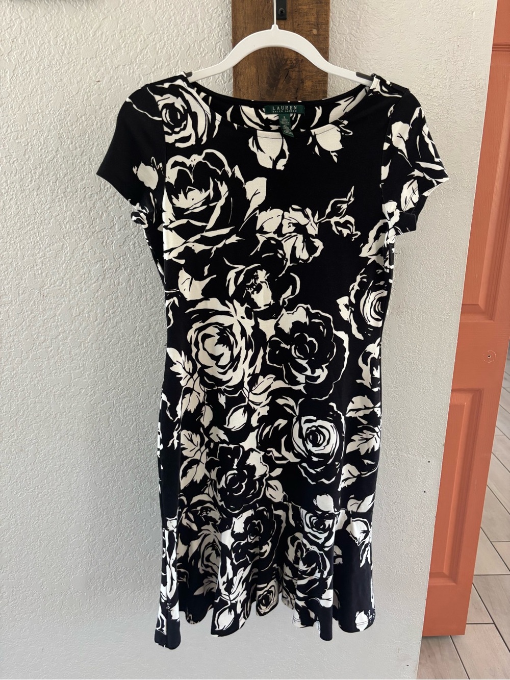 Ralph Lauren Black and White Floral Sheath Dress
